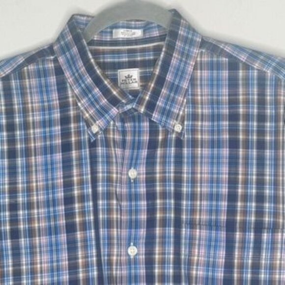 Peter Millar Mens Large Button-Down Long Sleeve Plaid Shirt 100% Cotton Preppy - Picture 2 of 7